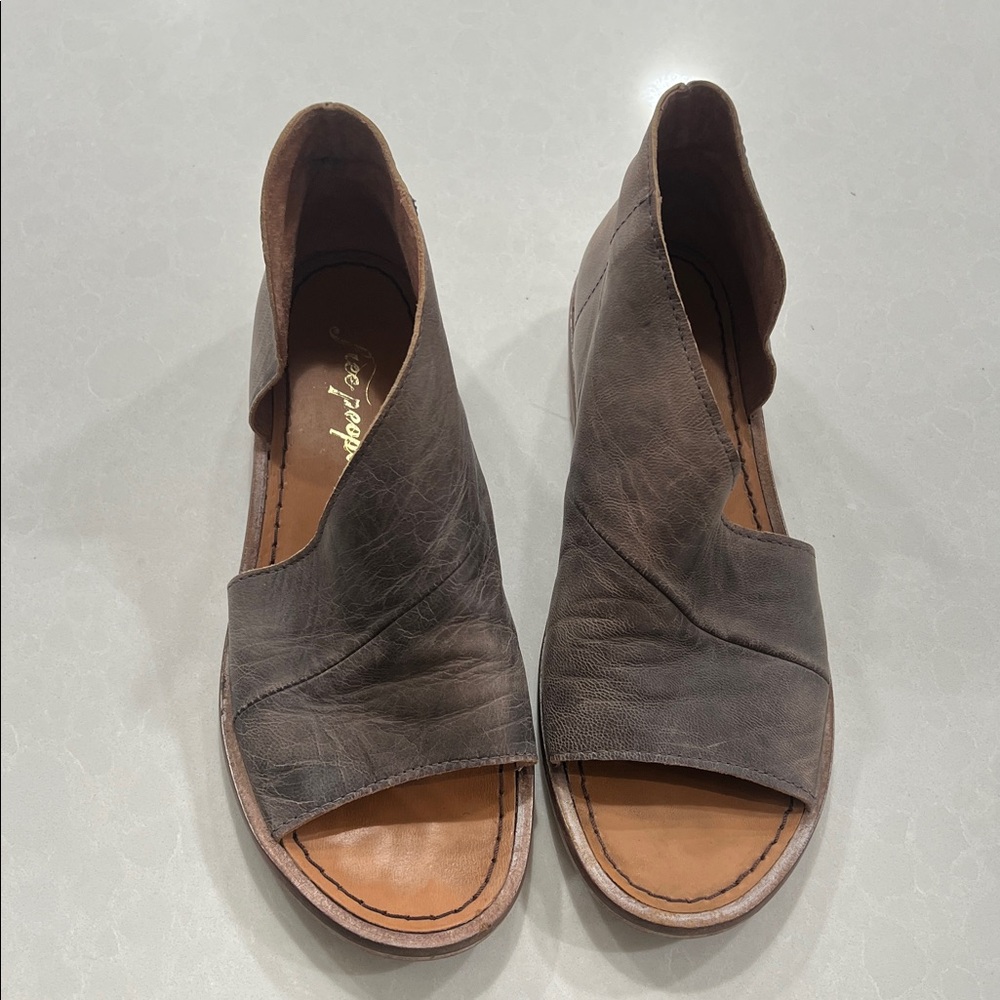 Free people Brown Leather Open-Toe Sandals